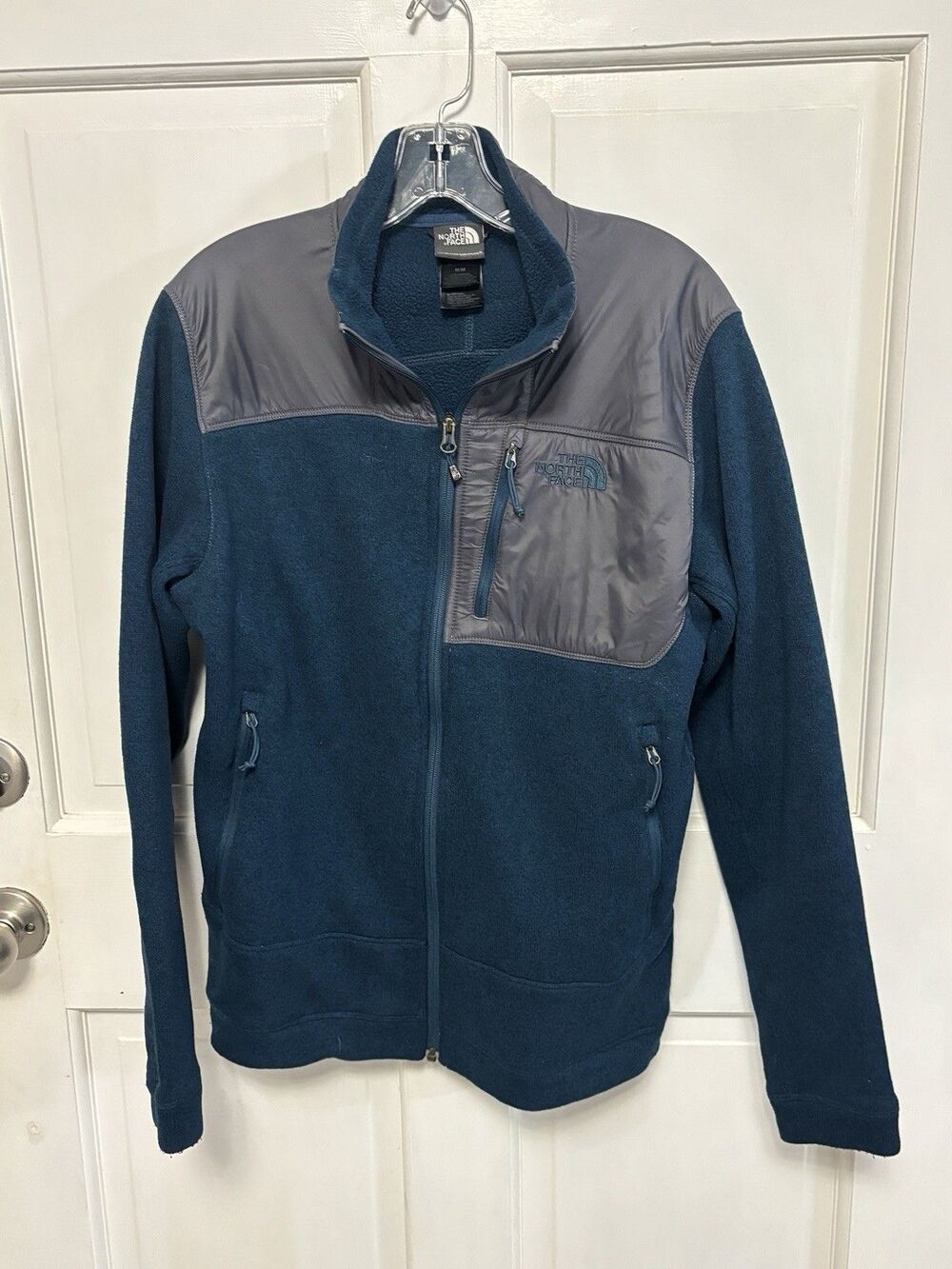 Men’s The North Face Teal Gray Gordon Anza Fleece Sweater Jacket M Outerwear